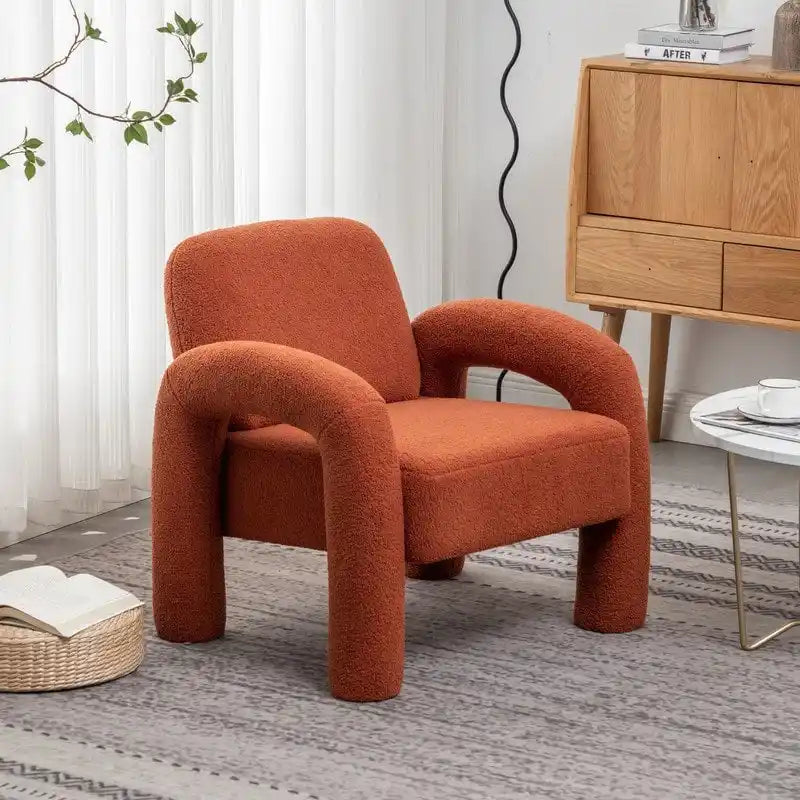 Poltrona d'accento moderna in tessuto Teddy, singola, colori assortiti