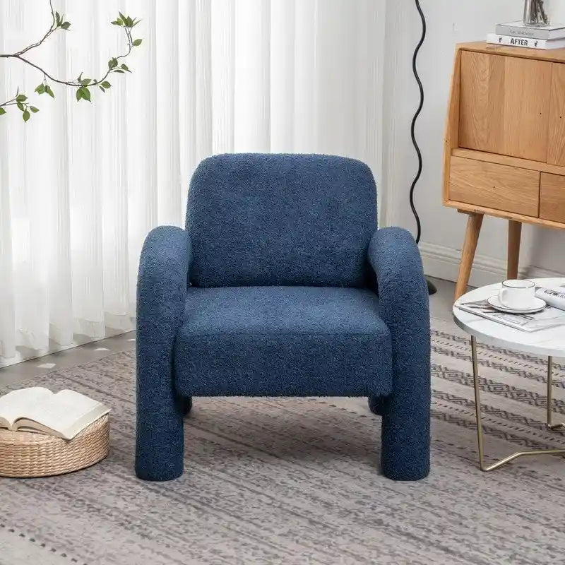 Poltrona d'accento moderna in tessuto Teddy, singola, colori assortiti