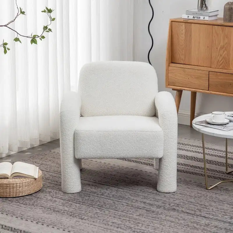 Poltrona d'accento moderna in tessuto Teddy, singola, colori assortiti