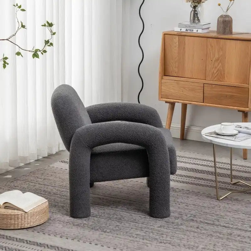 Poltrona d'accento moderna in tessuto Teddy, singola, colori assortiti