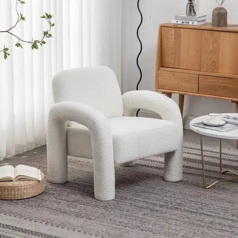 Poltrona d'accento moderna in tessuto Teddy, singola, colori assortiti