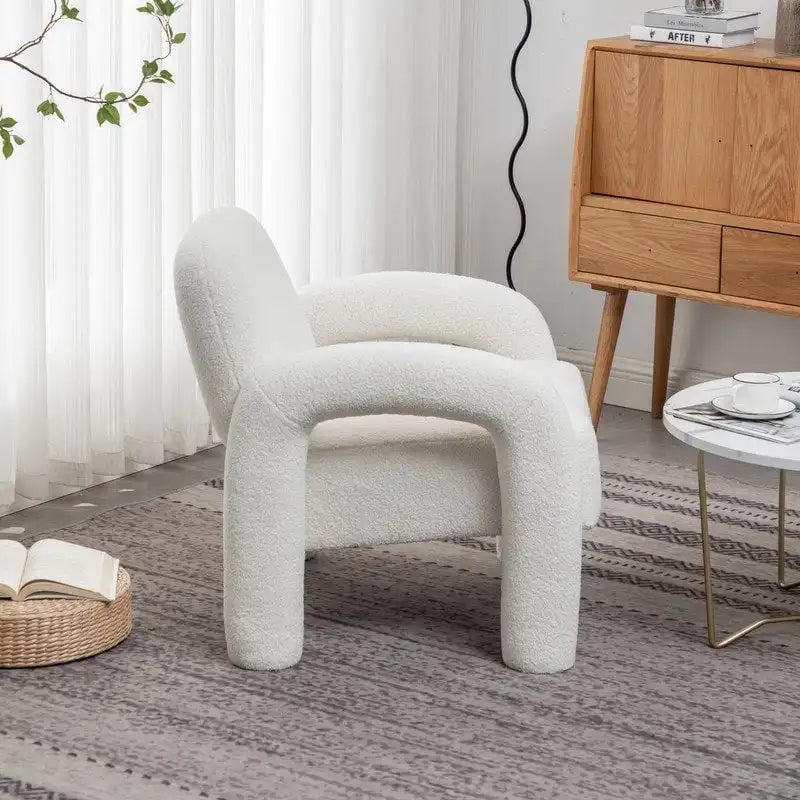 Poltrona d'accento moderna in tessuto Teddy, singola, colori assortiti