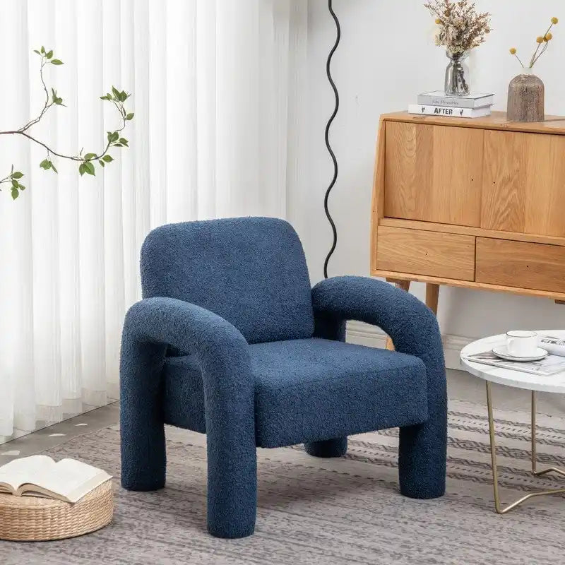 Poltrona d'accento moderna in tessuto Teddy, singola, colori assortiti