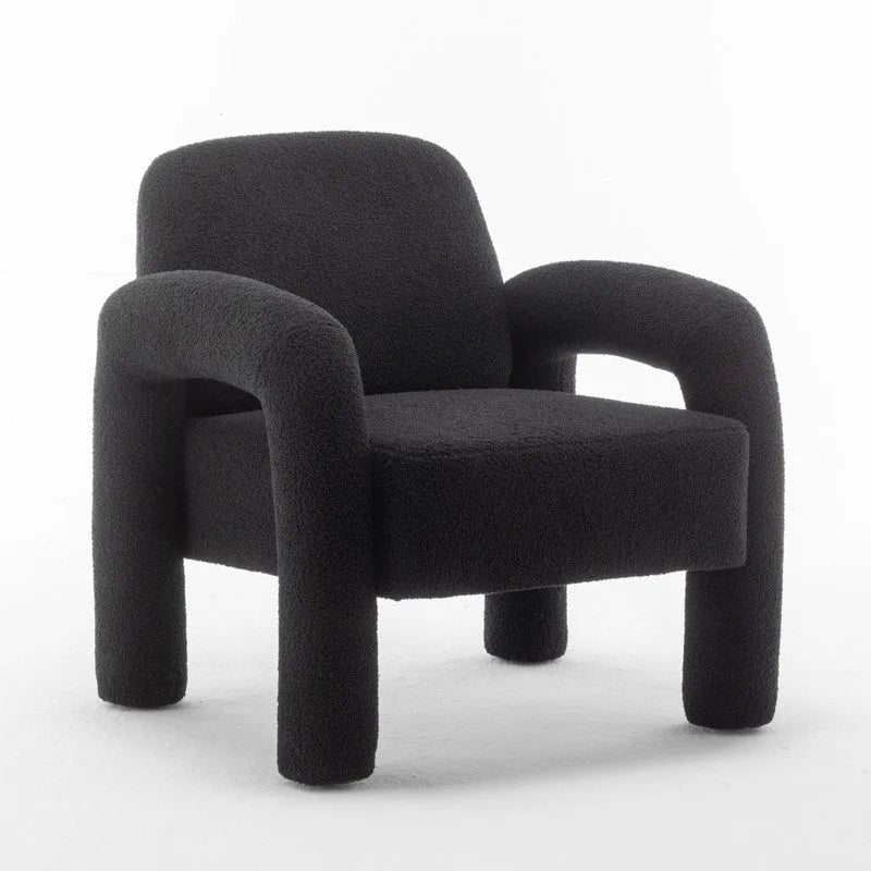 Poltrona d'accento moderna in tessuto Teddy, singola, colori assortiti