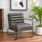Poltrona d'accento in similpelle Mid-Century marrone scuro / grigio / cammello, seduta singola