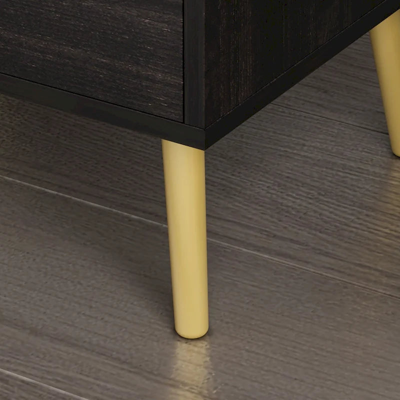 Comodino moderno bianco/nero con 1 cassetto e ripiano aperto, per 1 persona