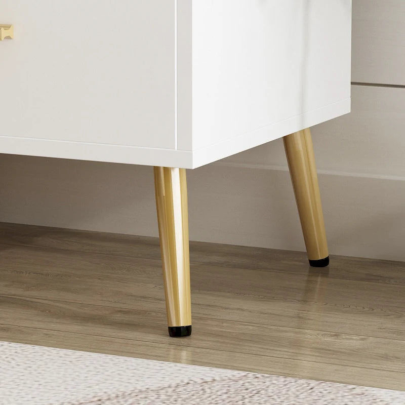 Comodino moderno bianco/nero con 1 cassetto e ripiano aperto, per 1 persona