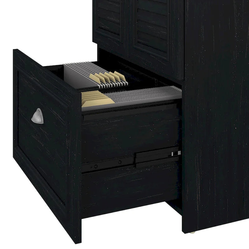 L-vormig bureau van 60 W met opbergkast, in boerderijstijl