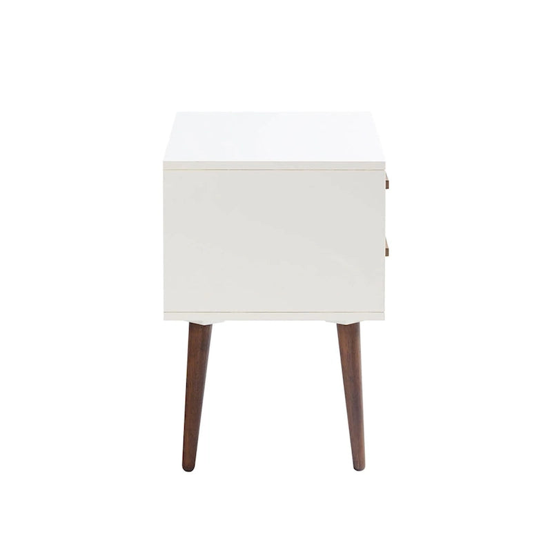 Comodino a 2 Cassetti Mid-Century Off-White/Navy e Grigio (1 Persona)