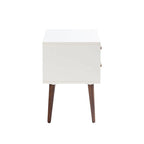 Comodino a 2 Cassetti Mid-Century Off-White/Navy e Grigio (1 Persona)