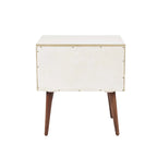 Comodino a 2 Cassetti Mid-Century Off-White/Navy e Grigio (1 Persona)