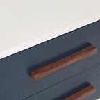 Comodino a 2 Cassetti Mid-Century Off-White/Navy e Grigio (1 Persona)