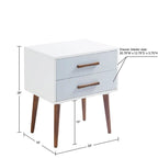 Comodino a 2 Cassetti Mid-Century Off-White/Navy e Grigio (1 Persona)