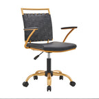 Sedia da ufficio girevole a mezza altezza in pelle vegana bianca/nera, struttura color oro, 1 persona