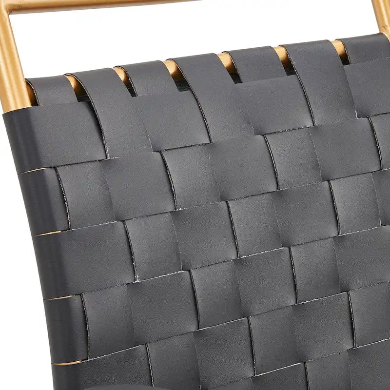 Sedia da ufficio girevole a mezza altezza in pelle vegana bianca/nera, struttura color oro, 1 persona