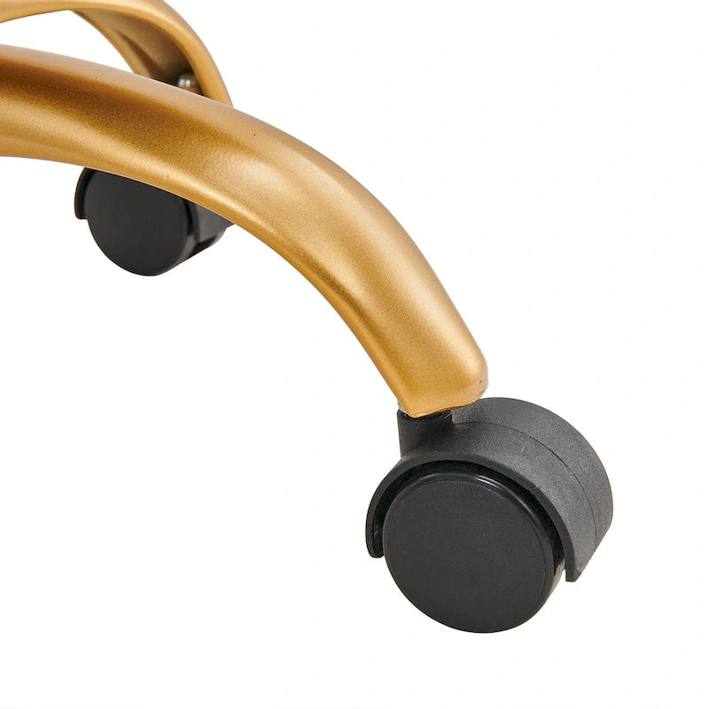 Sedia da ufficio girevole a mezza altezza in pelle vegana bianca/nera, struttura color oro, 1 persona