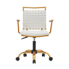 Sedia da ufficio girevole a mezza altezza in pelle vegana bianca/nera, struttura color oro, 1 persona