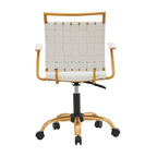Sedia da ufficio girevole a mezza altezza in pelle vegana bianca/nera, struttura color oro, 1 persona