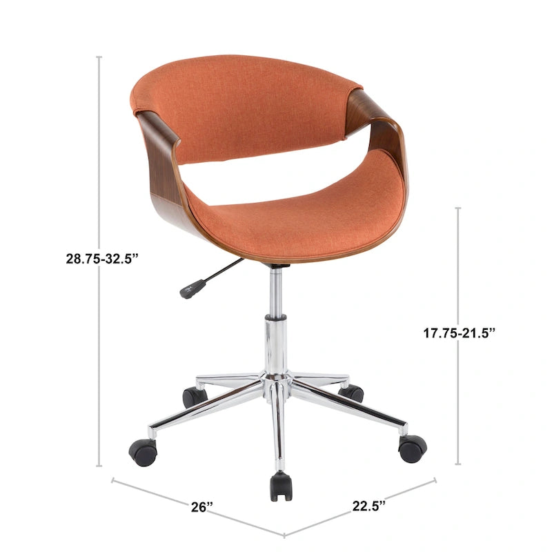 Chaise de bureau moderne en noyer de style mi-siècle