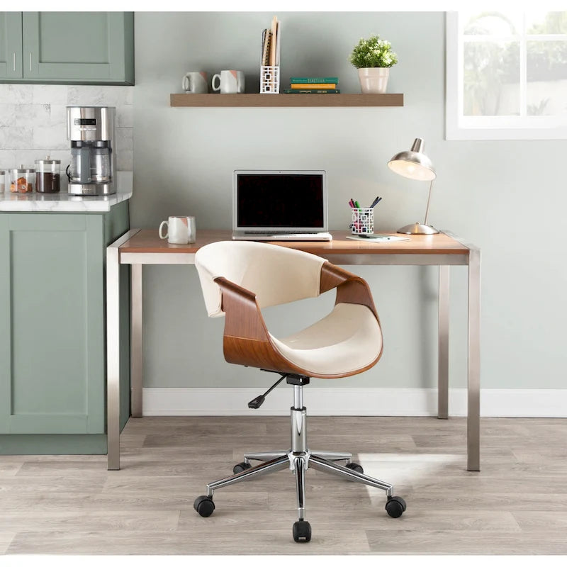 Chaise de bureau moderne en noyer de style mi-siècle