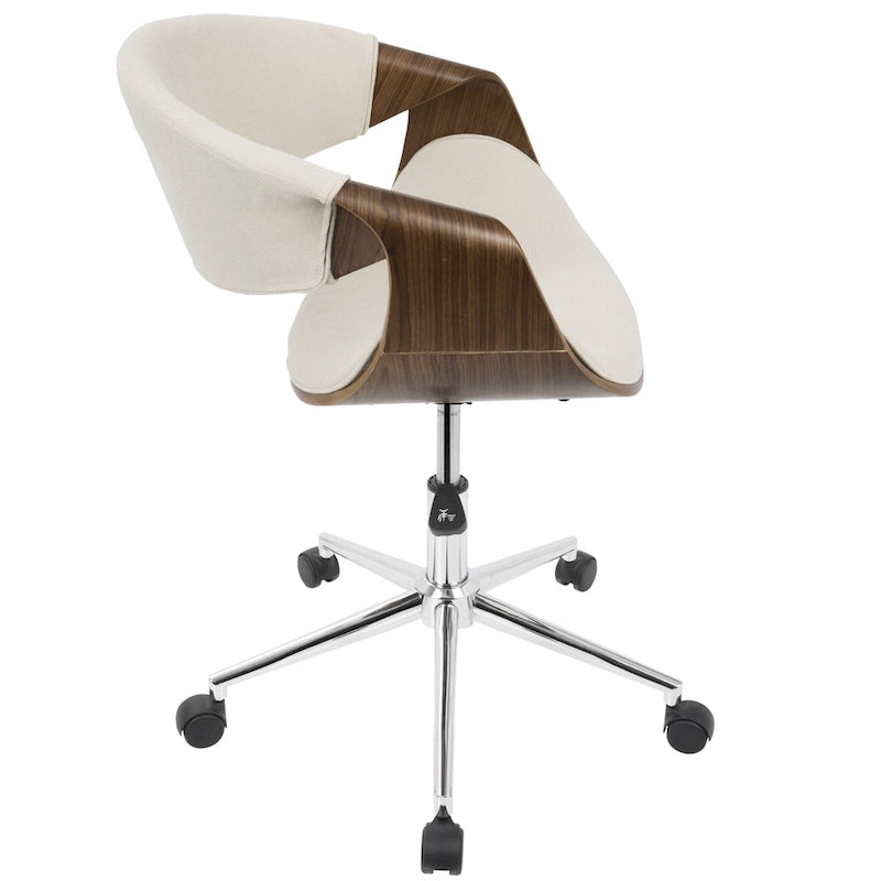Chaise de bureau moderne en noyer de style mi-siècle