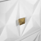 Comodino a 2 cassetti con motivo geometrico bianco/nero/grigio, singolo
