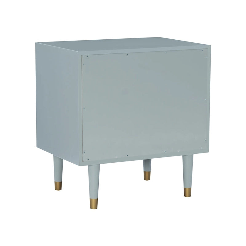 Comodino a 2 cassetti con motivo geometrico bianco/nero/grigio, singolo