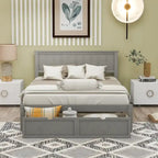 Letto a piattaforma basso grigio/bianco con 2 cassetti, matrimoniale, 1-2 persone