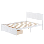 Letto a piattaforma basso grigio/bianco con 2 cassetti, matrimoniale, 1-2 persone