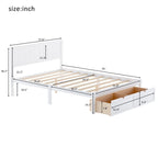 Letto a piattaforma basso grigio/bianco con 2 cassetti, matrimoniale, 1-2 persone