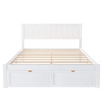 Letto a piattaforma basso grigio/bianco con 2 cassetti, matrimoniale, 1-2 persone
