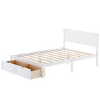 Letto a piattaforma basso grigio/bianco con 2 cassetti, matrimoniale, 1-2 persone