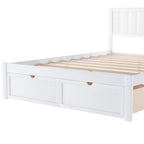 Letto a piattaforma basso grigio/bianco con 2 cassetti, matrimoniale, 1-2 persone
