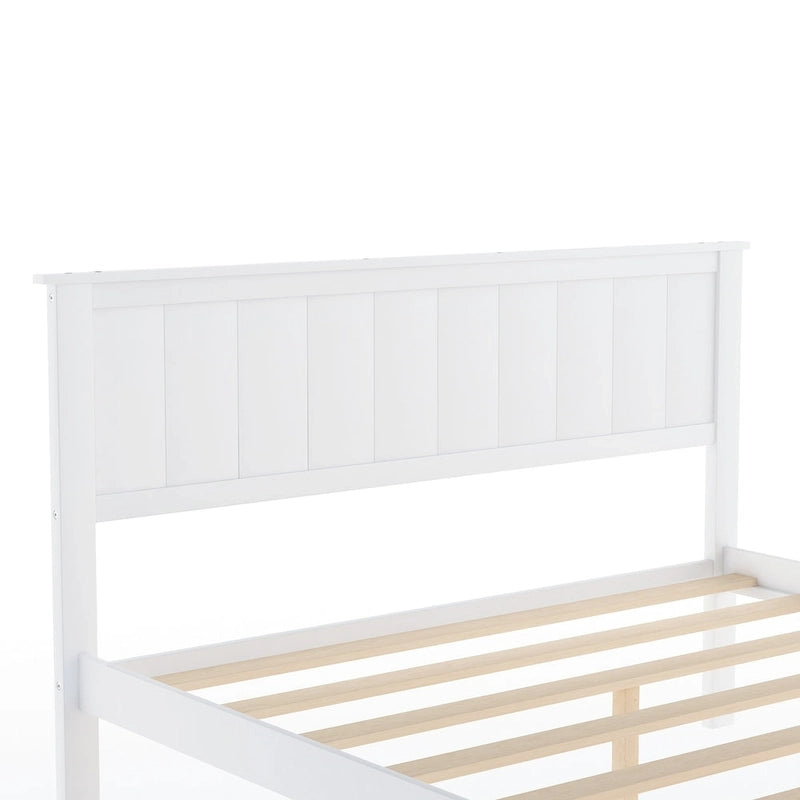 Letto a piattaforma basso grigio/bianco con 2 cassetti, matrimoniale, 1-2 persone
