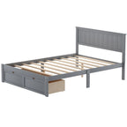 Letto a piattaforma basso grigio/bianco con 2 cassetti, matrimoniale, 1-2 persone