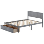 Letto a piattaforma basso grigio/bianco con 2 cassetti, matrimoniale, 1-2 persone