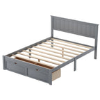 Letto a piattaforma basso grigio/bianco con 2 cassetti, matrimoniale, 1-2 persone
