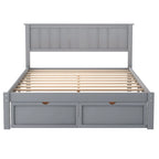 Letto a piattaforma basso grigio/bianco con 2 cassetti, matrimoniale, 1-2 persone