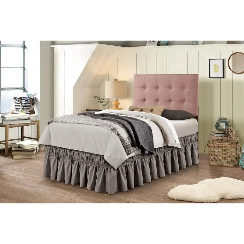 Testiera regolabile in twill e similpelle marrone / nero / bianco / grigio chiaro – Twin / Full / Queen / King, 1 persona