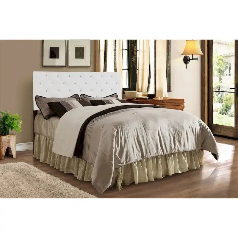 Testiera regolabile in twill e similpelle marrone / nero / bianco / grigio chiaro – Twin / Full / Queen / King, 1 persona