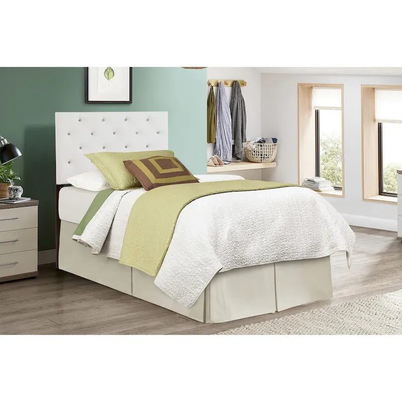 Testiera regolabile in twill e similpelle marrone / nero / bianco / grigio chiaro – Twin / Full / Queen / King, 1 persona