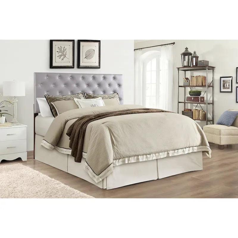 Testiera regolabile in twill e similpelle marrone / nero / bianco / grigio chiaro – Twin / Full / Queen / King, 1 persona