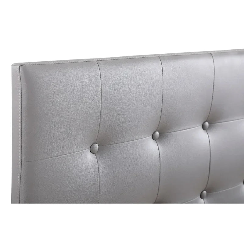Testiera regolabile in twill e similpelle marrone / nero / bianco / grigio chiaro – Twin / Full / Queen / King, 1 persona