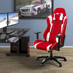 Sedia Gaming Multicolore con Schienale Alto, in Mesh e Pelle, Posto Singolo