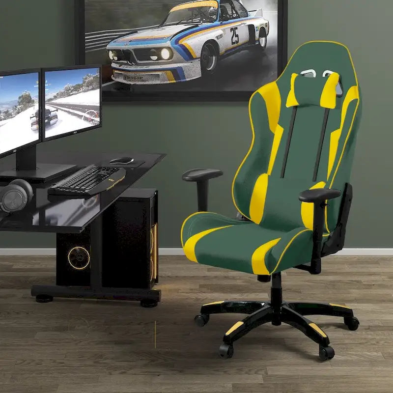 Sedia Gaming Multicolore con Schienale Alto, in Mesh e Pelle, Posto Singolo