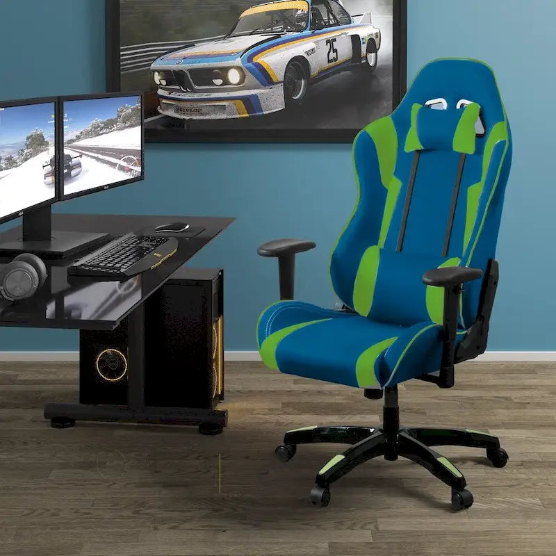 Sedia Gaming Multicolore con Schienale Alto, in Mesh e Pelle, Posto Singolo