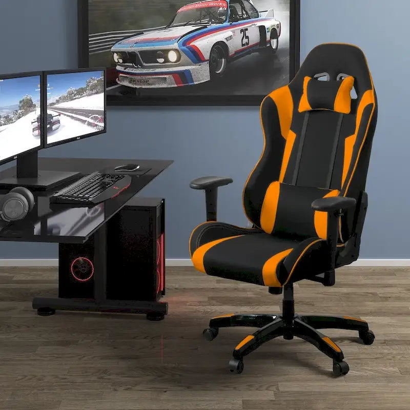 Sedia Gaming Multicolore con Schienale Alto, in Mesh e Pelle, Posto Singolo