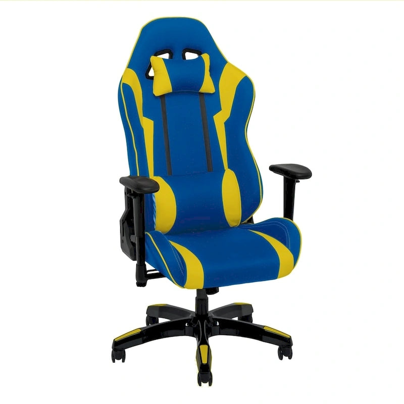 Sedia Gaming Multicolore con Schienale Alto, in Mesh e Pelle, Posto Singolo
