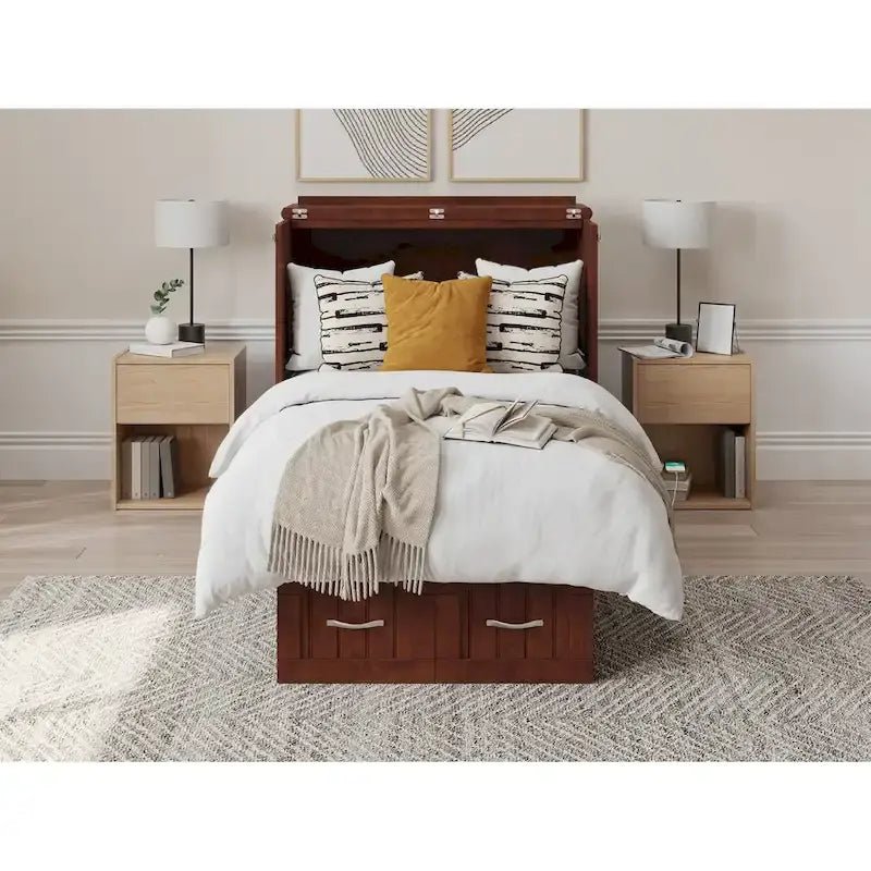 Cassettone letto a scomparsa singolo in noce