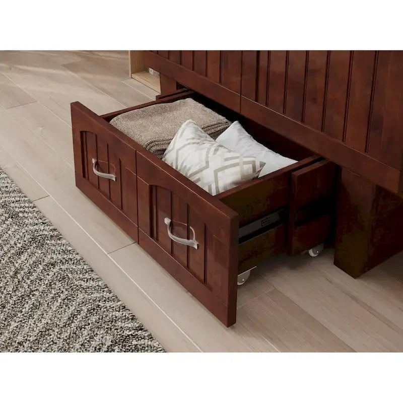 Cassettone letto a scomparsa singolo in noce
